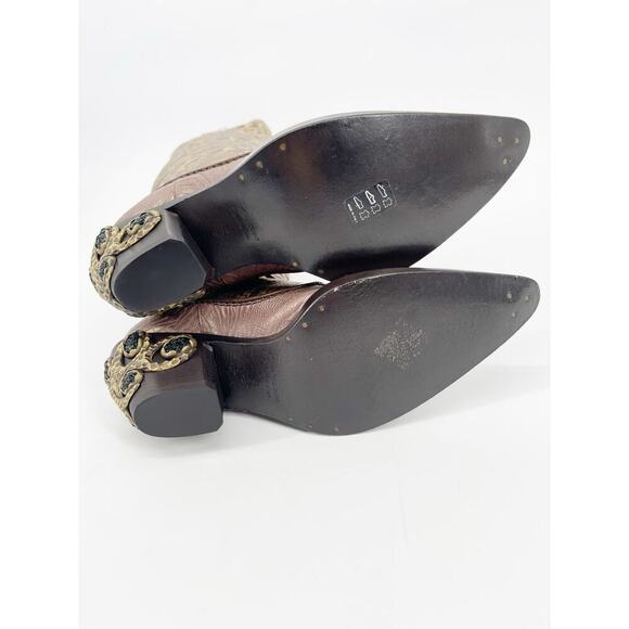 NWB Giuseppe Zanotti y2k Metallic Snakeskin Over The Knee Cowgirl Boot size 6 - Picture 12 of 13